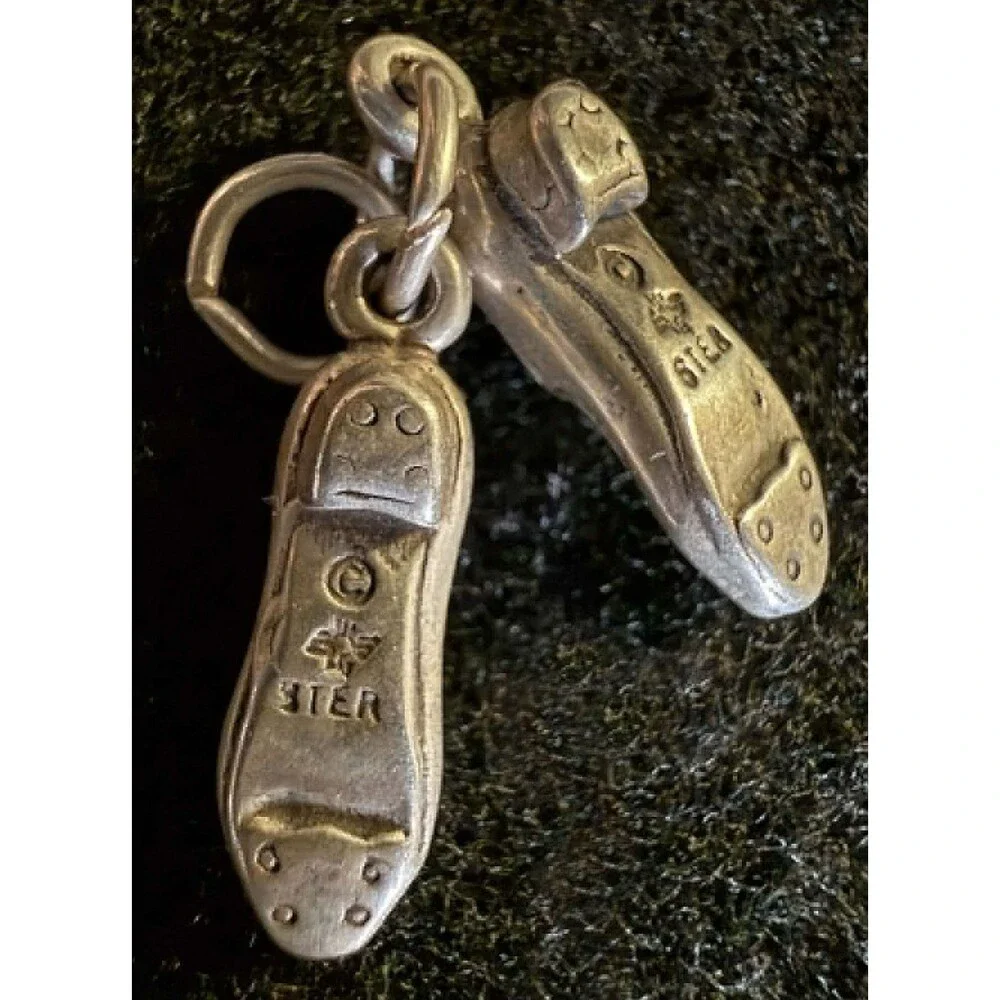 Vintage Sterling Silver Tap Shoes Dance Charm Pendant 3/4